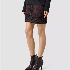 NWT All Saints Dark Purple Pencil Skirt